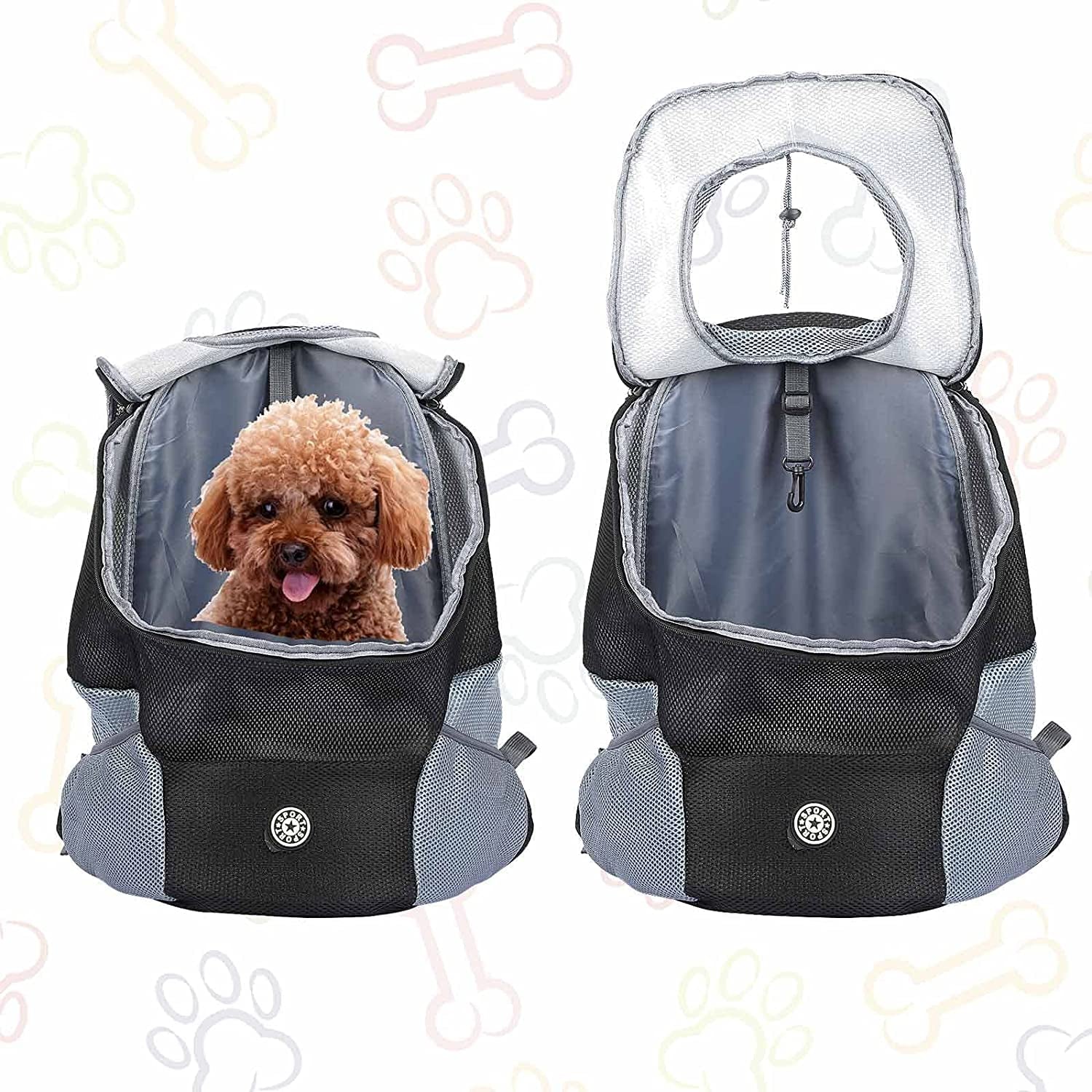 Dog Backpack, Puppy Backpack, Pet Carrier Backpack Small Dog Backpack Carrier Pet Travel Carrier Dog Front Carrier with Breathable Head Out Design and Padded Shoulder for Hiking Outdoor Travel(S)