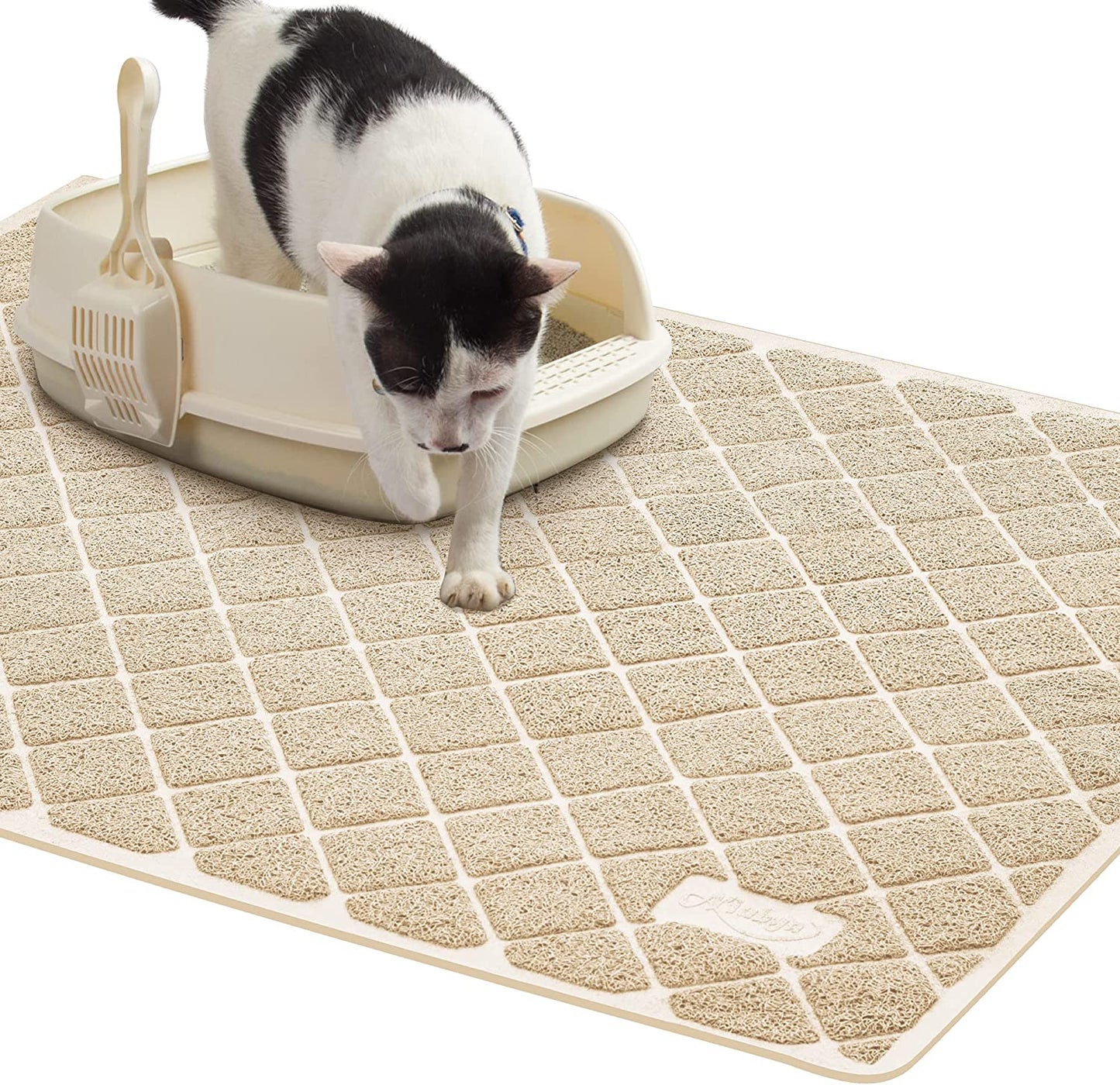 Premium Cat Litter Mat, Litter Box Mat with Non-Slip and Waterproof Backing, Litter Trapping Mat Soft on Kitty Paws and Easy to Clean, Cat Mat Traps Litter from Box